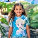 Disney Princess Frozen Marvel Elsa Minnie Toddler Girl Swimsuit Tankini Bathing Suit 2 Piece Swimwear UPF 50+ Rashguard (Blue)