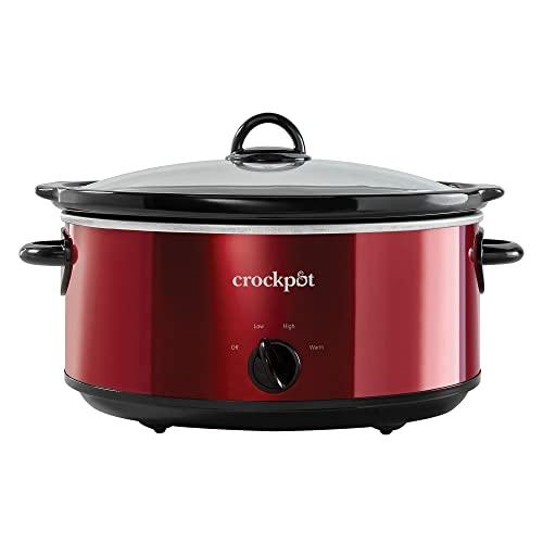Crock-Pot Large 6 Quart Capacity Versatile Electric Food Slow Cooker Home Cooking Kitchen Appliance with Removable Ceramic Bowl, Red