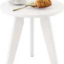 HDPE White Round Outdoor Table, Weather-Resistant, 15.8x15.8x16.7 inches, 150lbs Load Capacity, Modern Design, End Table for Patio, Porch, Deck, Living Room, Bedroom, Plant Stand (1PC)