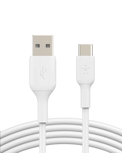 Belkin BoostCharge USB-C to USB-A Cable (1M/3.3ft) for iPhone 16, iPhone 16 Pro, iPhone 15, Samsung Galaxy S25, S24, Note20, Pixel 9, iPad Pro, Nintendo Switch 2, Carplay and More - White