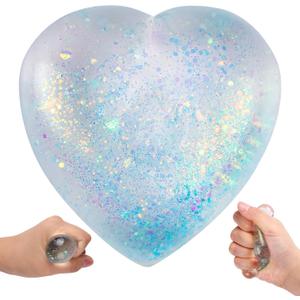 Heart Shape Stress Balls for Adult and Kids (Blue) - Sugar Ball, Squishy Toys for Stress Relief and Party Favors