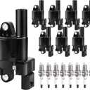 Round Ignition Coil Packs Spark Plugs fit for V8 5.3 6.2 2014 2015 2016 2017 2018 2019 2020 Chevy Silverado 1500 Suburban Tahoe Corvette Camaro, GMC Sierra Yukon XL, Cadillac Escalade CTS ESV, UF742