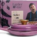 Chef Joe Sasto Small Skillet with Lid, Enameled Cast Iron, Small Frying Pan for Eggs, Omelets & Single Servings, Sweet Treats, Professional Cookware, Induction Compatible, Oven & Dishwasher Safe