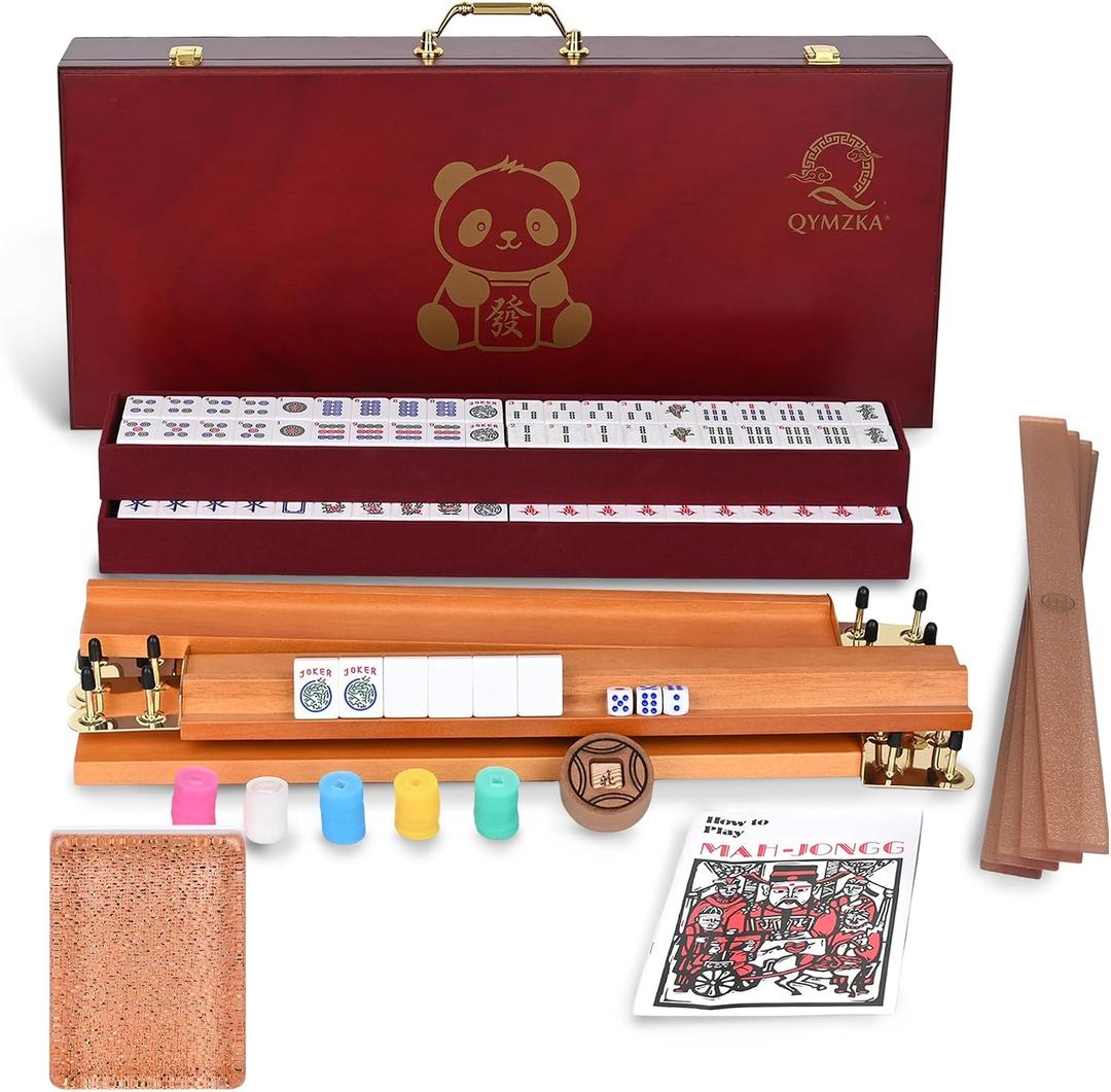 Complete American Mahjong Set - 1.18" (30mm) Champagne Golden Acrylic Tiles, 22.24" X 9.65" X 3.54"