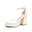 DREAM PAIRS Women's Chunky Platform High Heels Closed Toe Block Ankle Strap Dress Wedding Party Pumps Shoes, (6.5)