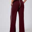 Herseas High Waisted Sweatpants for Women 2025 Fall Wide Leg Contrast Stitching Drawstring Loose Lounge Jogging Pants (Red, XL)