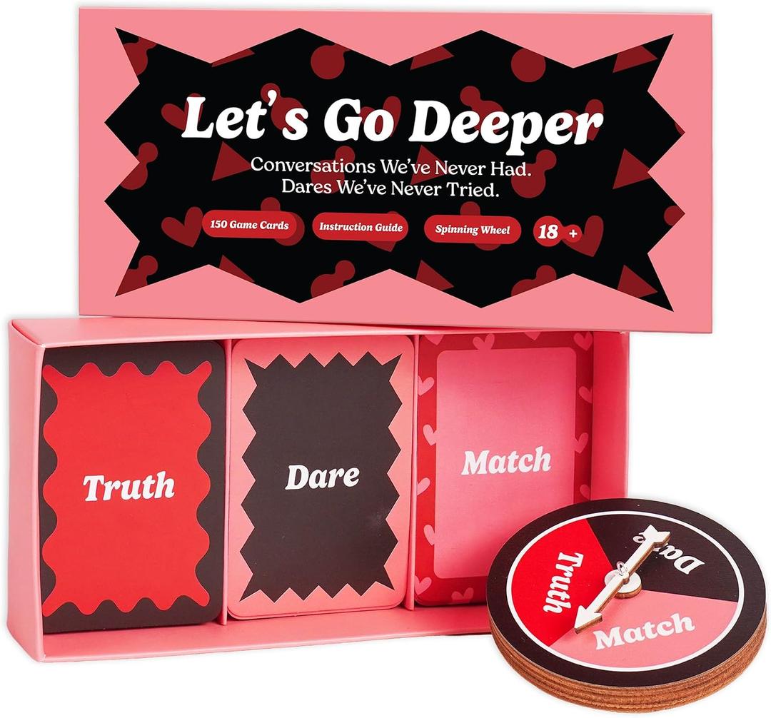 2 x Let's Go Deeper Card Game Valentines Gift for Boyfriend, 150 Cards Date Night Ideas Couples Game, for Him, Boyfriend, Husband, His and Hers, at Home Kit for Married Couple, Newlywed