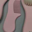 Baby Hair Brush and Comb Set for Newborn - Wooden Baby Hair Brush Set with Soft Goat Bristle, Baby Brush Set for Newborns, Baby Brush and Comb Set Girl, Boy, Toddler Cradle Cap Brush (Oval, Blush)