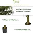 Nearly Natural 6.5ft Artificial Golden Cane Palm Tree, Lifelike Silk Indoor Palm With Three Textured Trunks Flexible Fronds Nursery Planter, Low Maintenance