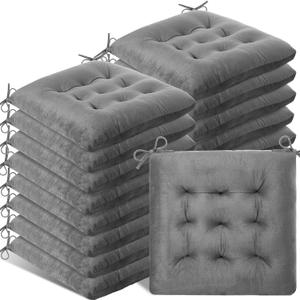 Timgle 16 Pack Seat Cushion Chair Cushions Pads Patio Cushions for Furniture Chair Pads with Ties Non Slip Mat for Kitchen Office Dining Sofa Indoor Use, 16 x 16 Inch(Gray), 16 x 16 x 3.54 inches/ 40 x 40 x 9 cm