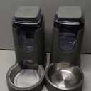2 Pack Automatic Cat Feeder and Gravity Stainless Steel Water Dispenser, Dog Food Feeder and Waterer Set for Small Medium Puppy Kitten Pets (1 Gallon x 2, Gray)