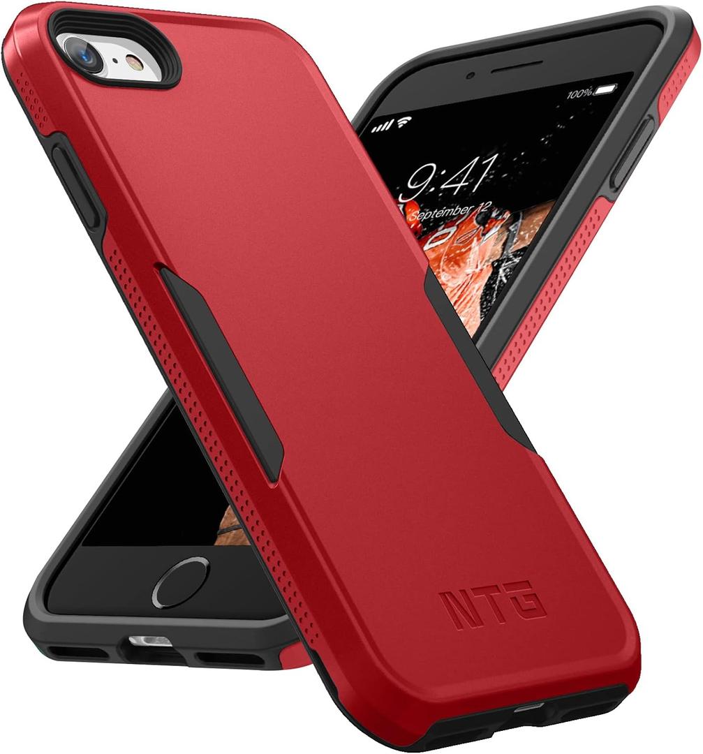 NTG Shockproof Designed for iPhone SE 2022/3rd/2020,iPhone 8/7 Case, Heavy-Duty Tough Rugged Lightweight Slim Protective Case for iPhone SE/8/7-Red