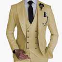 Wangyue 3 Piece Suit Slim Fit Double Breasted Mens Suits for Wedding Party Formal Prom One Button Blazer Vest Pants Sets, XXL