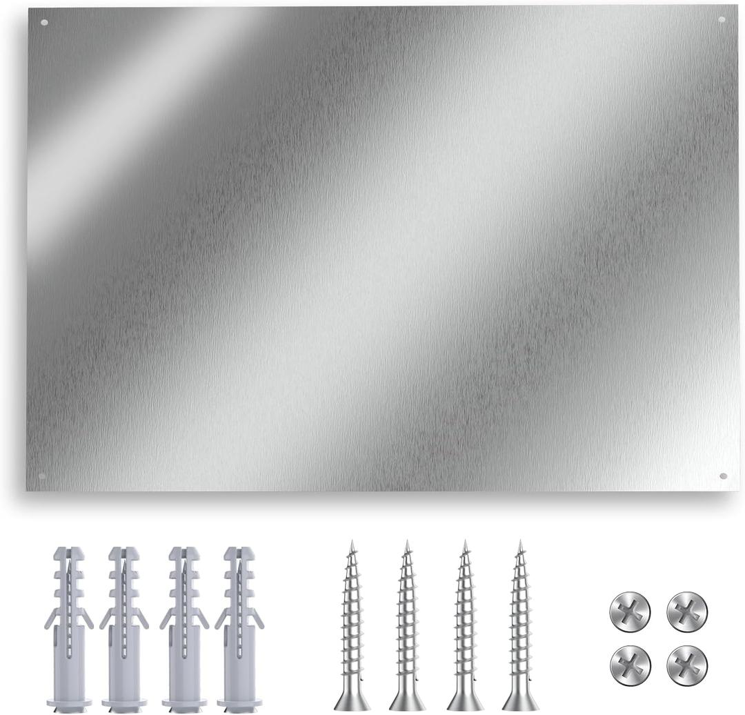 24" x 36" Oversized Stainless Steel Backsplash Panel | Full-Coverage Splatter Guard for Kitchen Wall Behind Stove & Range Hood, Includes Pre-Drilled Holes for Easy Installation