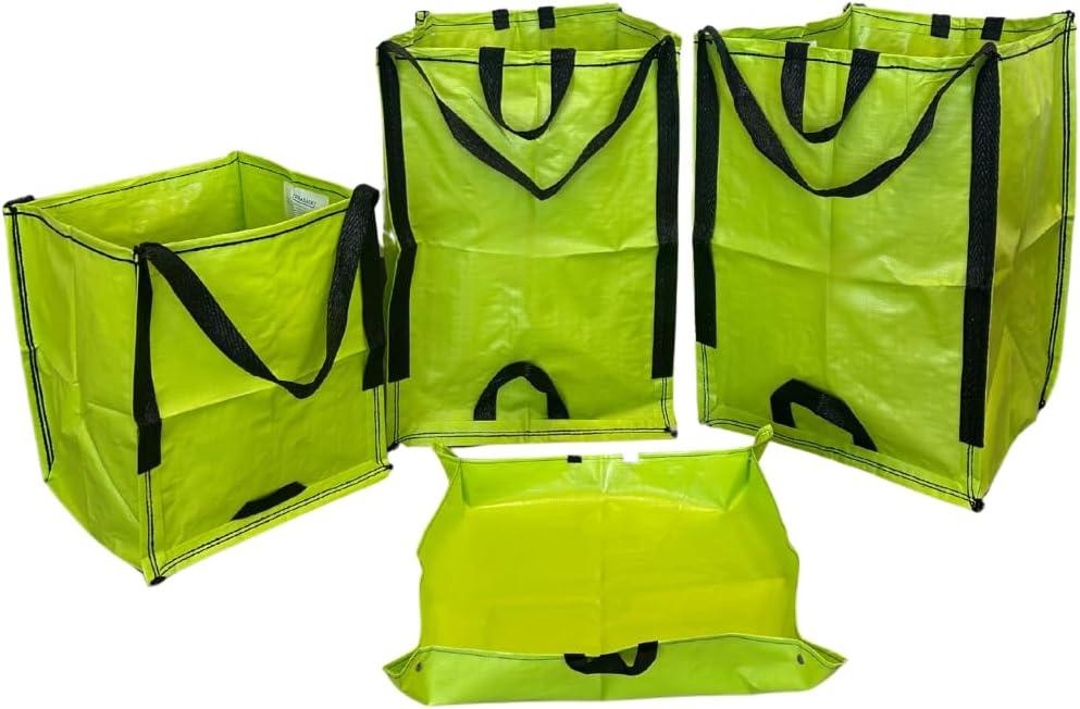 DURASACK 4-Piece Heavy Duty All-Purpose Tote Bags and Potting Mat (Lime Green)