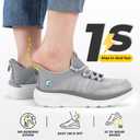 FitVille Wide Walking Shoes for Womens Slip On Sneakers Hands Free Running Shoes Slip On Tennis Shoes Women Comfy Workout Gym for Plantar Fasciitis Ash Gray 7 Wide