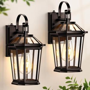 VIANIS 2-Pack Oil Rubbed Bronze Outdoor Lights Wall Mount, Dusk to Dawn Wall Lights for House Outside, Aluminium Modern Porch Lights Sconce, Exterior Wall Lantern Fixture with Waterproof, Anti-Rust