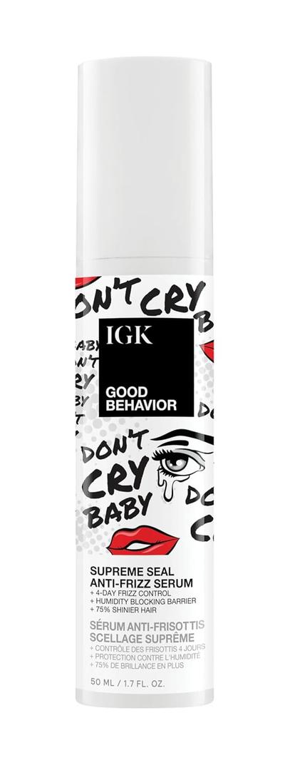 IGK Good Behavior Anti-Frizz Smoothing Serum  Boosts Shine, Seals Out Humidity, UV & Heat Protection, For Dry Frizz-Prone Hair, 1.3 oz