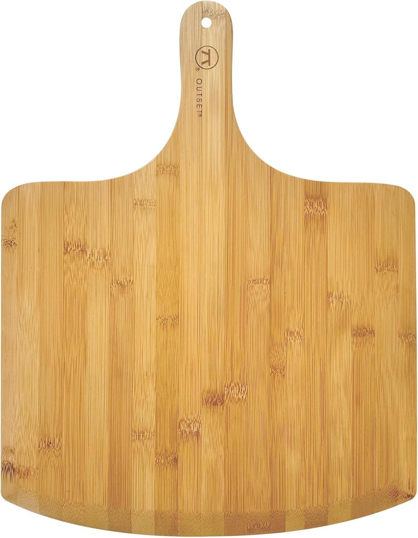 Outset Pizza Peel, Extra Large Bamboo Pizza Paddle, 18" x 14", Tan, 18" X 14" XL Bamboo Peel