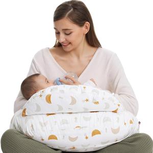 Momcozy Original Nursing Pillow and Positioner, Plus Size Breast Feeding Pillow for More Support for Mom and Baby Boy or GirlBaby Essentials for Nursing or Bottle Feeding and Removable Cotton Cover