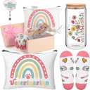 Skylety 5 Pcs Pink Christmas Vet Tech Gifts, Veterinarian Gifts for Women, Veterinarian Appreciation Gift, Vet Tech Accessories Supplies, Glass Cup Basket Set for Veterinary Practitioner Graduate