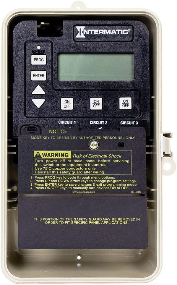 Intermatic PE153PF 3-Circuit Digital Time Switch - Outdoor Enclosure with Freeze Protection and Versatile Pump Control - Seven Preprogrammed Modes with LCD Readout and Freeze and Heater Protection