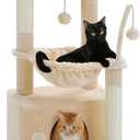 PEQULTI 4-in-1 Cat Tree, 33'' Cat Tower for Indoor Cats with Large Cat Condo, Scratching Post for Cats with Deep Hammock& Cozy Top Perch, Beige