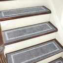 COSY HOMEER Soft Stair Treads 15pcs Non-Slip Carpet Mat 28inX9in Indoor Stair Runners for Wooden Steps,Stair Rugs for Kids and Dogs, 100% Polyester TPE Backing Grey