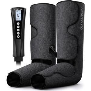 UMARMUNG Air Compression Leg Massager with Heat, Gifts for Women Men Mom Dad, Leg Foot Massager Gift for Christmas, Fathers Day, Mothers Day, Vericose Veins, Edema, Muscle Fatigue, Cramps, Swelling (Black)
