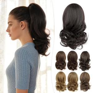 Wavy Claw Clip Ponytail Extension Clip in Ponytail Clip on Hair Extensions For Women 14 Inch Pony Tails Hair Extensions Fake Ponytail#4 Dark Brown