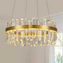 Modern Gold Crystal Led Chandelier,19.7" Bedroom Dining Table Chandeliers