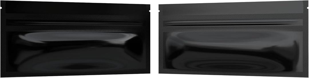 Mylar Style Barrier Bags Zipper w/Heat Seal 100 Bags (Gloss Black/Gloss Black, PR - 6x2".7")