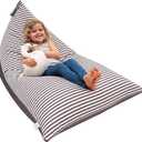 HUDDLE Original Stuffed Animal Bean Bag Storage Cover Large Designer Beanbag Chairs for Kids Teens & Adults | Instant Clutter Clear for Stylish Moms - Stuffed Animal Storage Bean Bag Chair Grey Stripe