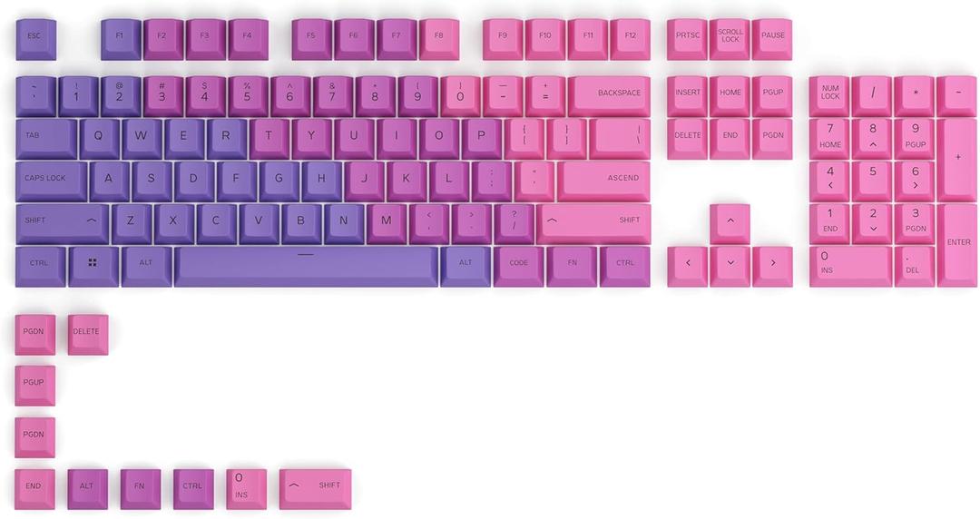 GPBT Dye Sublimated Keycaps (Nebula) - Thick PBT Plastic 114 Keycap Set for 100% Full Size, 85% 80% TKL, 60% Compact, 75% Mechanical Keyboards