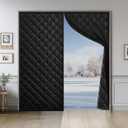 Magnetic Thermal Insulated Door Curtain for 72"x 80" Doors, Heavy-Duty Oxford Fabric Door Cover for Heat Insulation, Magnetic Closure Blanket for Doorway to Keep Warm in Winter Cool in Summer (Black)