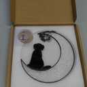 Fhiny Dog Memorial Suncatcher - Stained Glass Window Hanging Christmas Ornament - Pet Sympathy Gift for Dog Lovers - Puppy Remembrance Christmas Tree Decor (Black)