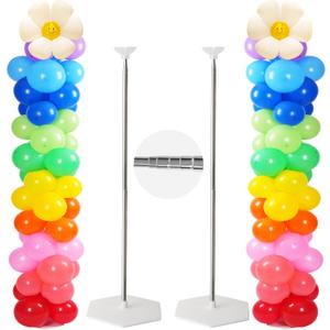 Tamodan Adjustable balloon column kit set of 2, 78 Inch balloon tower Reusable Metal Telescopic Designballoons tower stand for Weddings, Birthdays, Baby Showers & Graduation Events