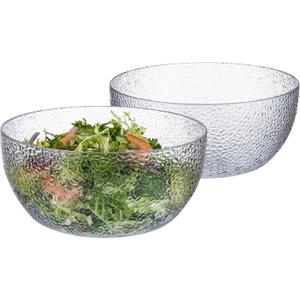 2-Pack 100 FL OZ Acrylic Salad Bowls, 9 inch Shatter-Resistant Serving Bowls, Large Plastic Mixing Bowls for Outdoor or Home Gatherings, Clear