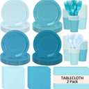 Blue Gradient Party Tableware for 48 Guests, 9-Inch Paper Plates, Serves 48