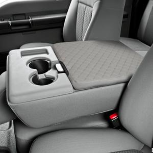 JOYTUTUS Center Console Cover Compatible with 2011-2016 Ford F250 F350 F450, 2011-2014 F150 with Jump Seat Console, Leather Armrest Cover Center Console Cushion, Gray (Jump Seat Only)
