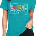 Be Kind Shirt for Women Be Real Letter Print T-Shirt Funny Kindness Matter Tee Top Cyan, Small