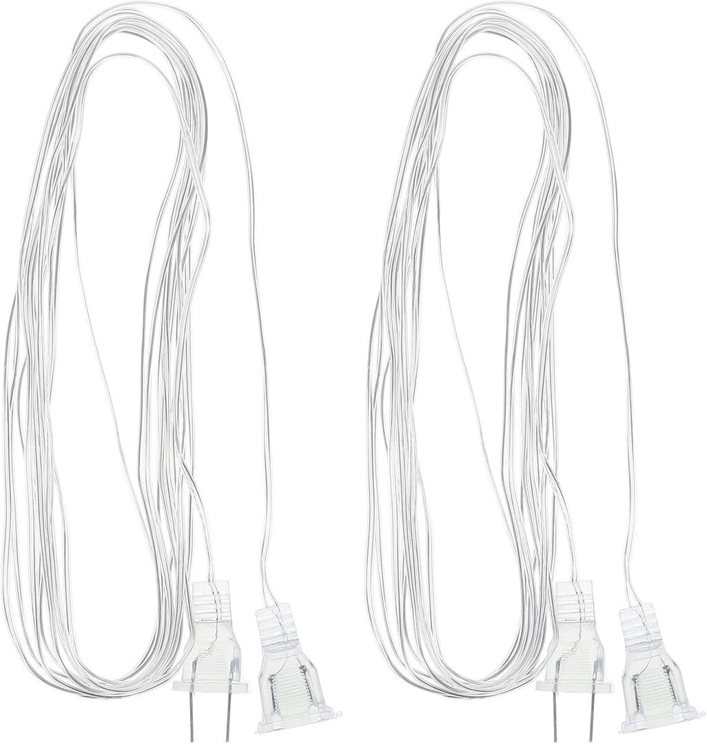 jojofuny 2Pcs Clear Extension Cord - 16ft Length Male to Female Invisible Indoor 2 Prong Power Cable, Thin Christmas Light Extension Cord, Suitable for AC110 V