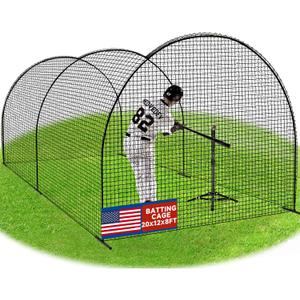 Portable Baseball Batting Cage Net with Sturdy Steel Frame, 20FT/ 30X12X8FT Batting Cages for Backyard Baseball Training Equipment with Carry Bag