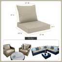 Favoyard Outdoor Seat Cushion Set 22 x 24 Inch Waterproof & Fade Resistant Patio Furniture Cushions with Removable Cover Deep Seat & Back Cushion with Tie Straps for Chair Sofa Couch
