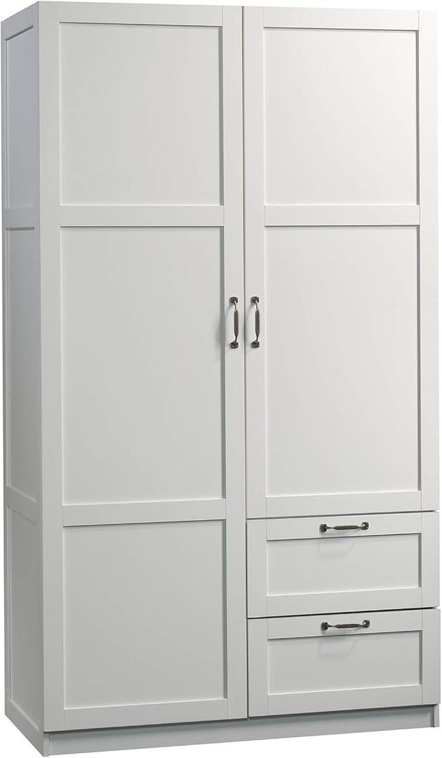 Sauder Storage Cabinet, White 20 1/2 L, 40 1/8th W, 71 1/8th L