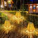 VIHOSE 6 Pack Solar Lantern Outdoor Waterproof Rattan, Square
