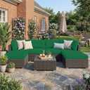 hyha Waterproof Outdoor Cushion Covers for Patio Furniture, Stretch Patio Chair Cushion Slipcovers, Coated UV Resistant Replacement Seat Covers, Solid Color (Green, 8PC)