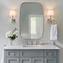 ANDY STAR Brushed Nickel Oval Bathroom Mirror for Over Sink, 24x36 Inch Bathroom Vanity Mirror with Unique Oblong Rounded Corner Tube Metal Frame-Modern Design with Anti-Rust Stainless Steel Frame