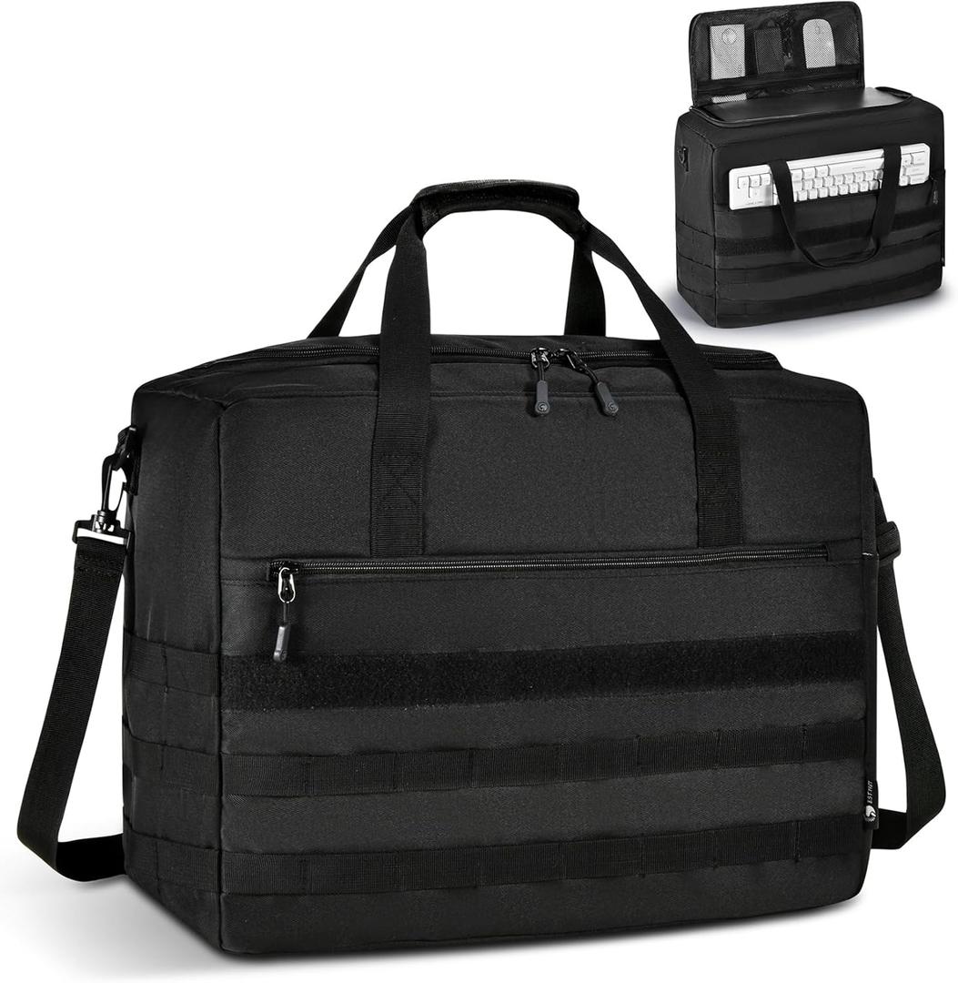 Micro Computer Desktop Tower Carrying Case Compatible with Mini-ITX,18x14x8 Travel Storage Bag for PC's Box Moving, Keyboard, Mouse and Accessories,Black