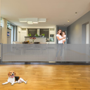 110" Extra Wide Baby Gate Retractable Dog Gate for Large Openings, Gray | Indoor/Outdoor Retractable Pet Gate, Space-Saving, Easy One-Hand Operation, Safety Lock, Scratch-Resistant Mesh, Easy Install